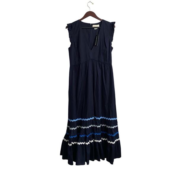 NWT Anthropologie Sachin Babi Rosa Dress Women’s 10 Cotton Maxi Blue Polka Dot - Picture 2 of 10